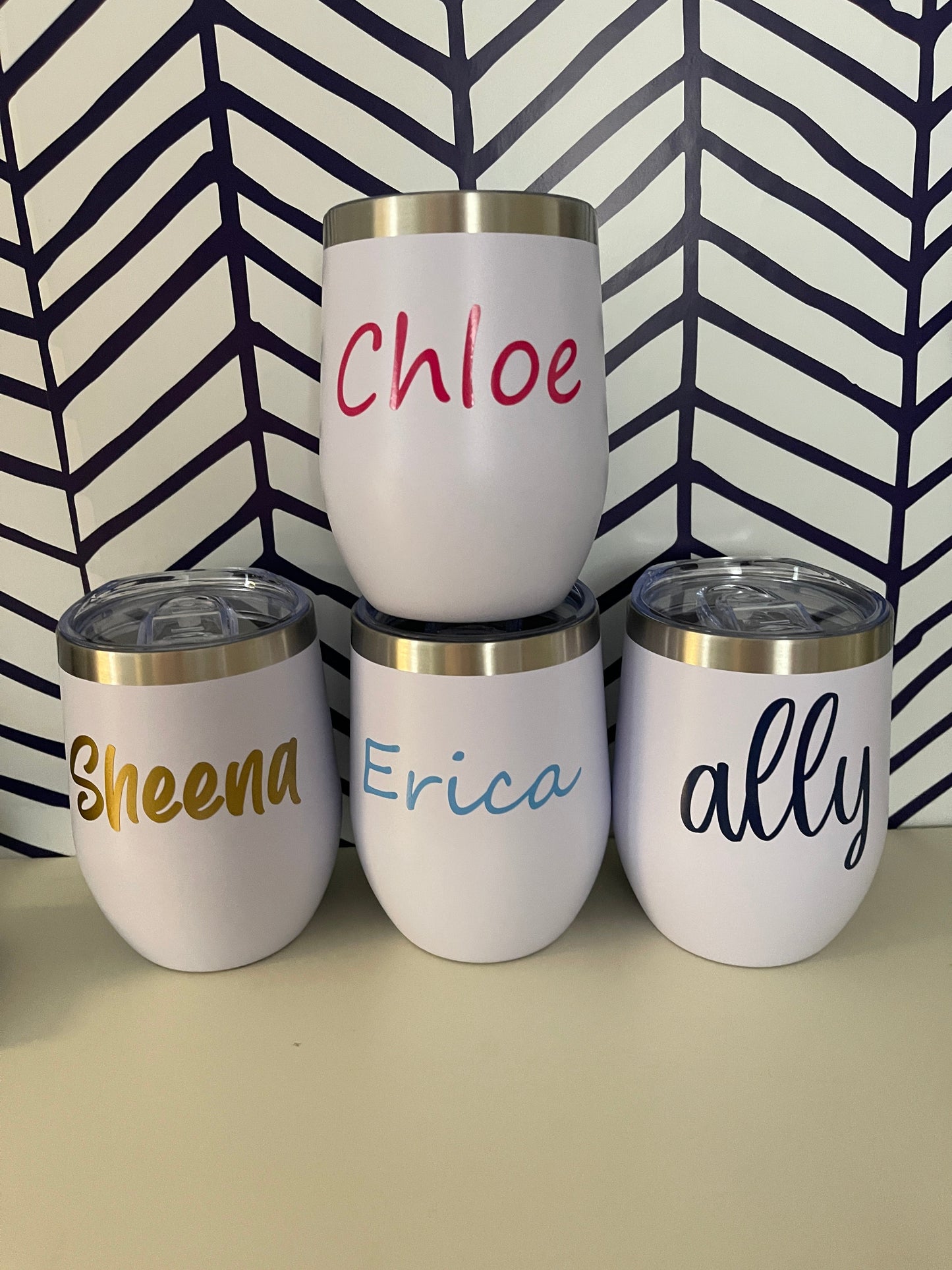 Custom Stainless Steel Tumbler with Lid | Personalized 12 oz Stemless Tumbler Everything Labeled