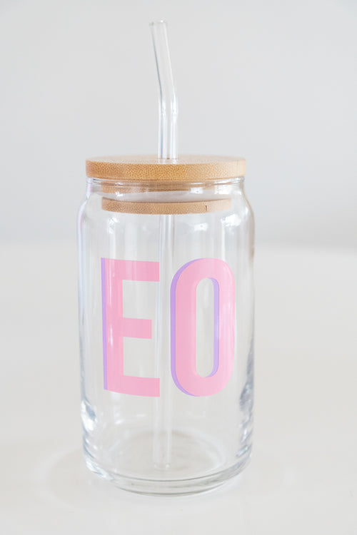 Custom Glass Mugs with Bamboo Lid and Straw