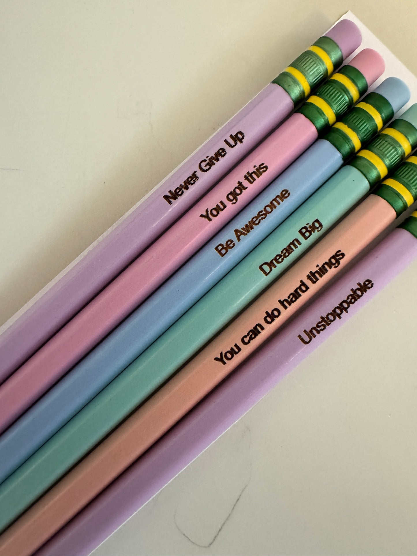 Engraved Ticonderoga Pencils | Motivational Sayings | 6 or 12 Pack of Pencils | Pastel Pencils