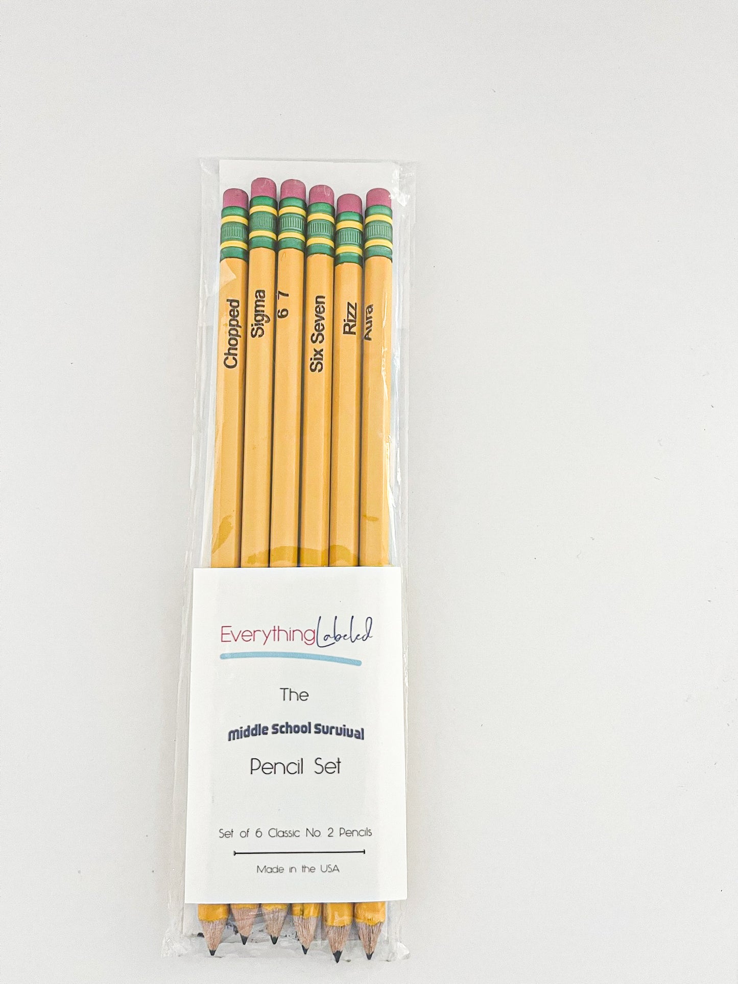 Engraved Ticonderoga Pencils | Middle School Sayings | 6 or 12 Pack of Pencils | Neon Pencils