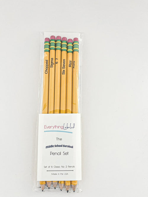 Engraved Ticonderoga Pencils | Middle School Sayings | 6 or 12 Pack of Pencils | Neon Pencils