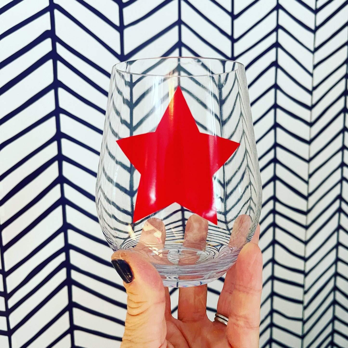 Wine Glass with Red Star