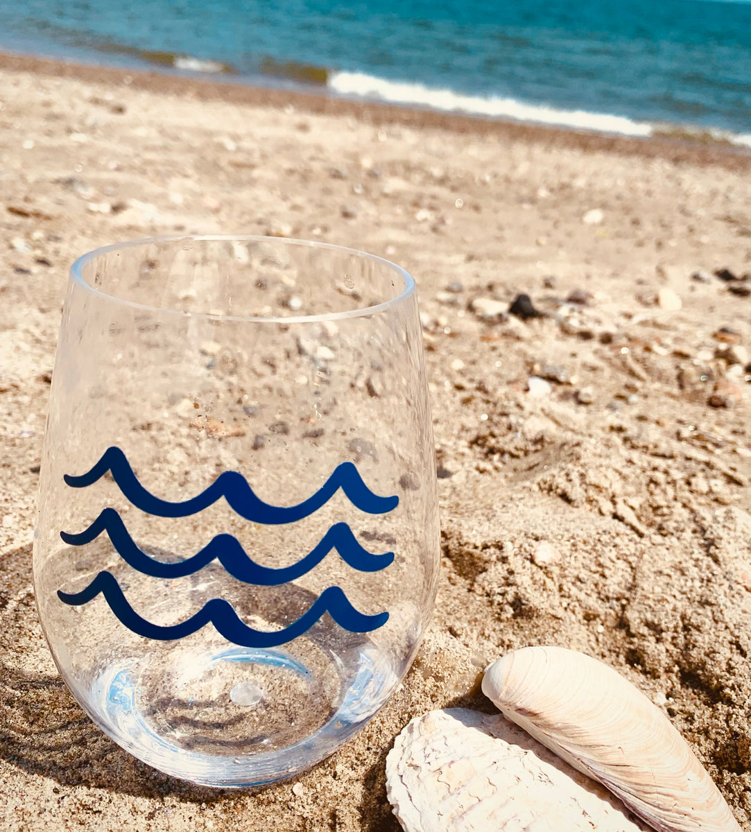 Coral Wine glass Stemless Acrylic *** Set of 6 Glasses *** 16oz