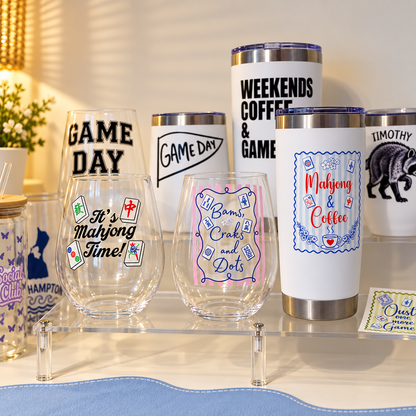 Mahjong Acrylic Wine Glass | Bams, Craks and Dots Everything Labeled