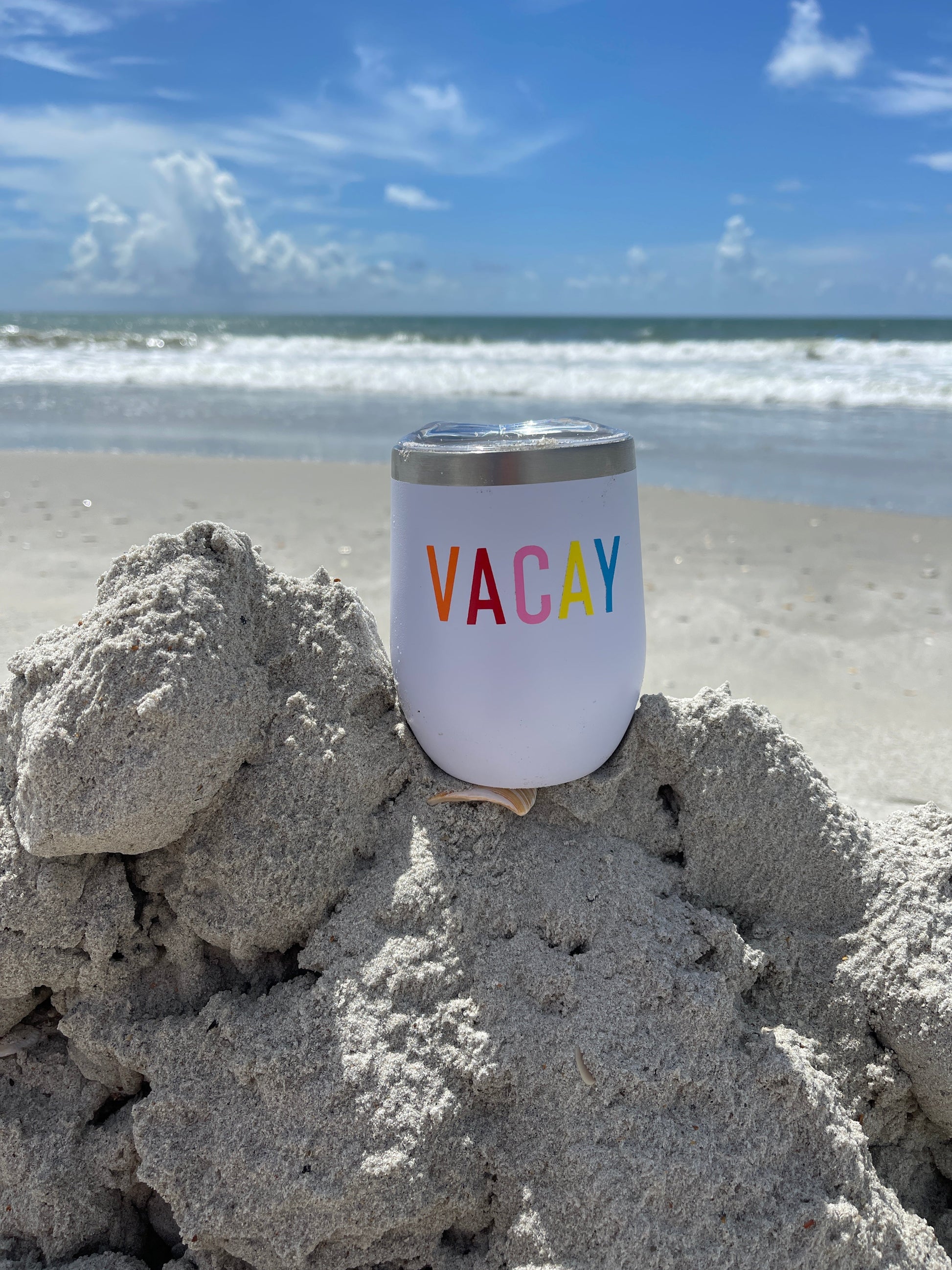 Vacay Stainless Steel Tumbler – 12 oz Insulated Vacation Drinkware Everything Labeled