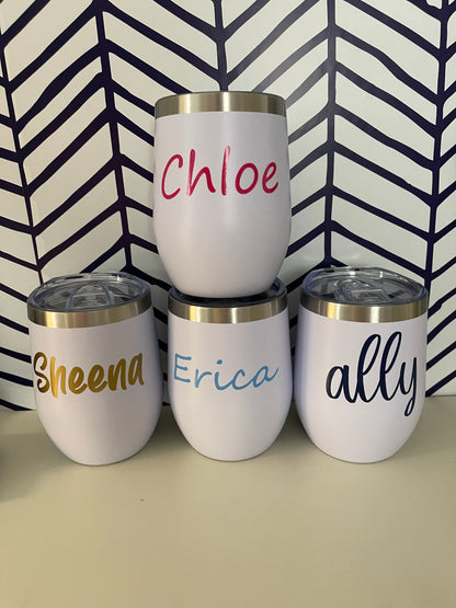 Custom Stainless Steel Tumbler with Lid | Personalized 12 oz Stemless Tumbler Everything Labeled