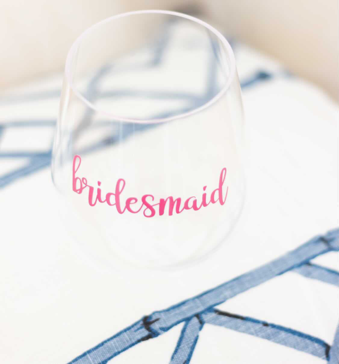 Bridal Party Wine Glass | Bridesmaid & Maid of Honor Acrylic Wine Glass