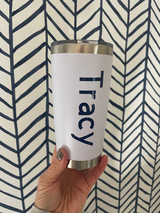 Custom Tall Stainless Steel Tumbler with Lid Everything Labeled