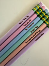 Load image into Gallery viewer, Engraved Ticonderoga Pencils | Motivational Sayings | 6 or 12 Pack of Pencils | Pastel Pencils (Copy)
