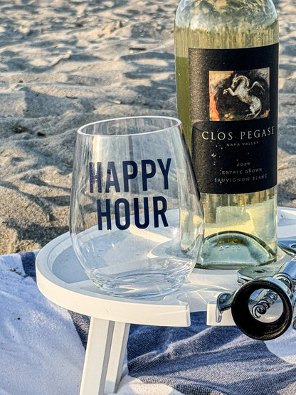 Happy Hour Acrylic Wine Glass Everything Labeled