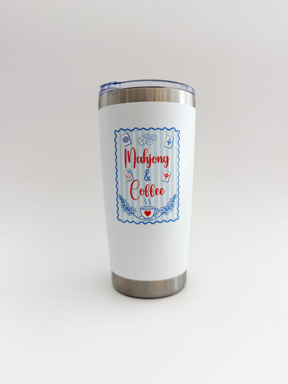 Mahjong & Coffee Tall Tumbler | 20 oz Insulated Cup Everything Labeled