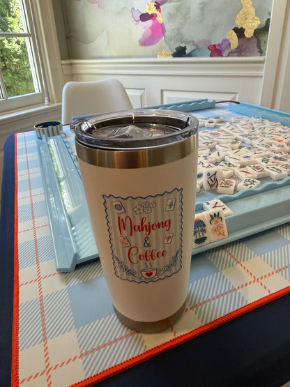 Mahjong & Coffee Tall Tumbler | 20 oz Insulated Cup Everything Labeled