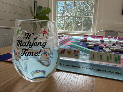 It's Mahjong Time Acrylic Wine Glass | Game Night Cup Everything Labeled