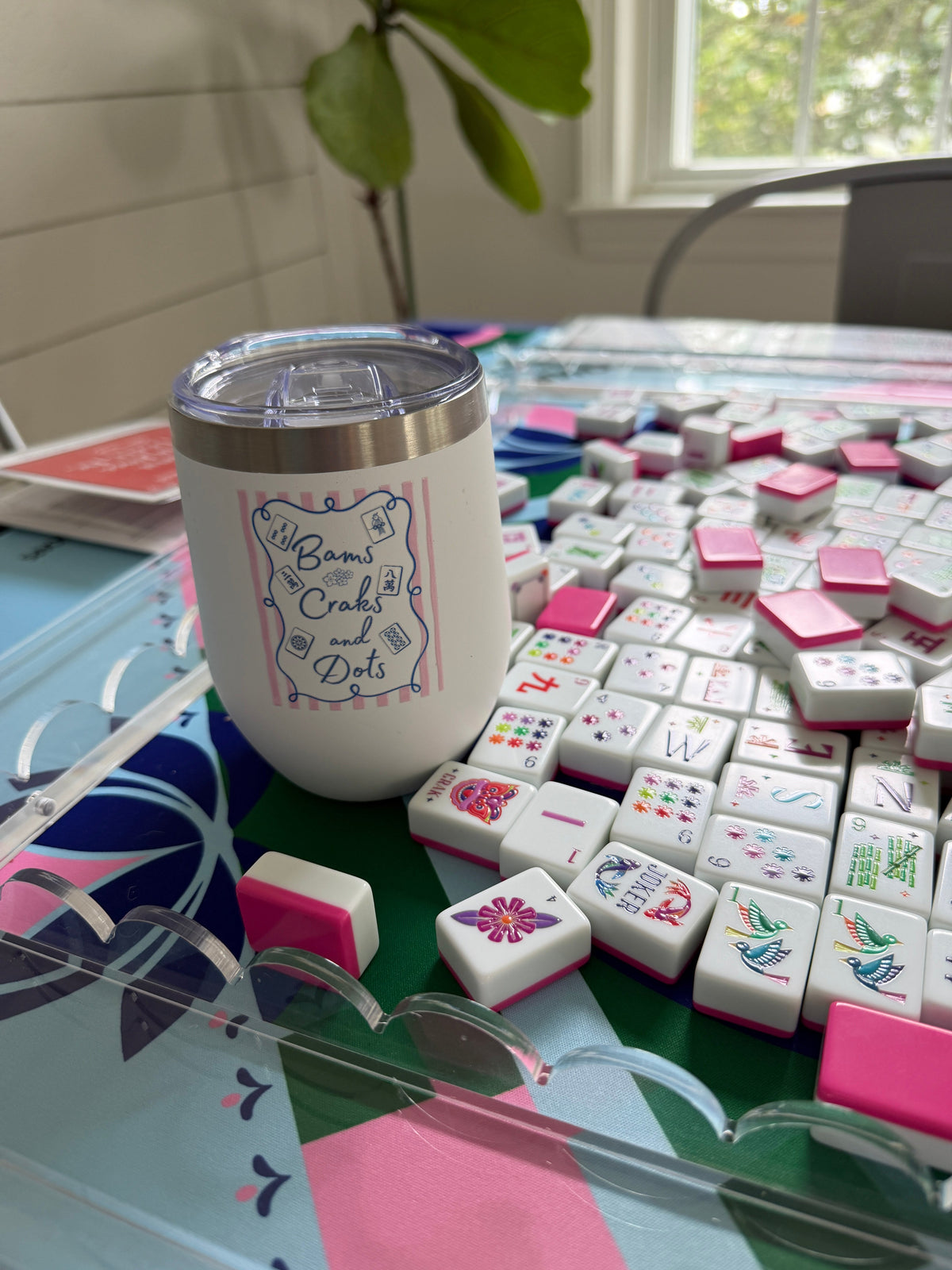 Mahjong Short Tumbler |Bam Craks Dots Everything Labeled