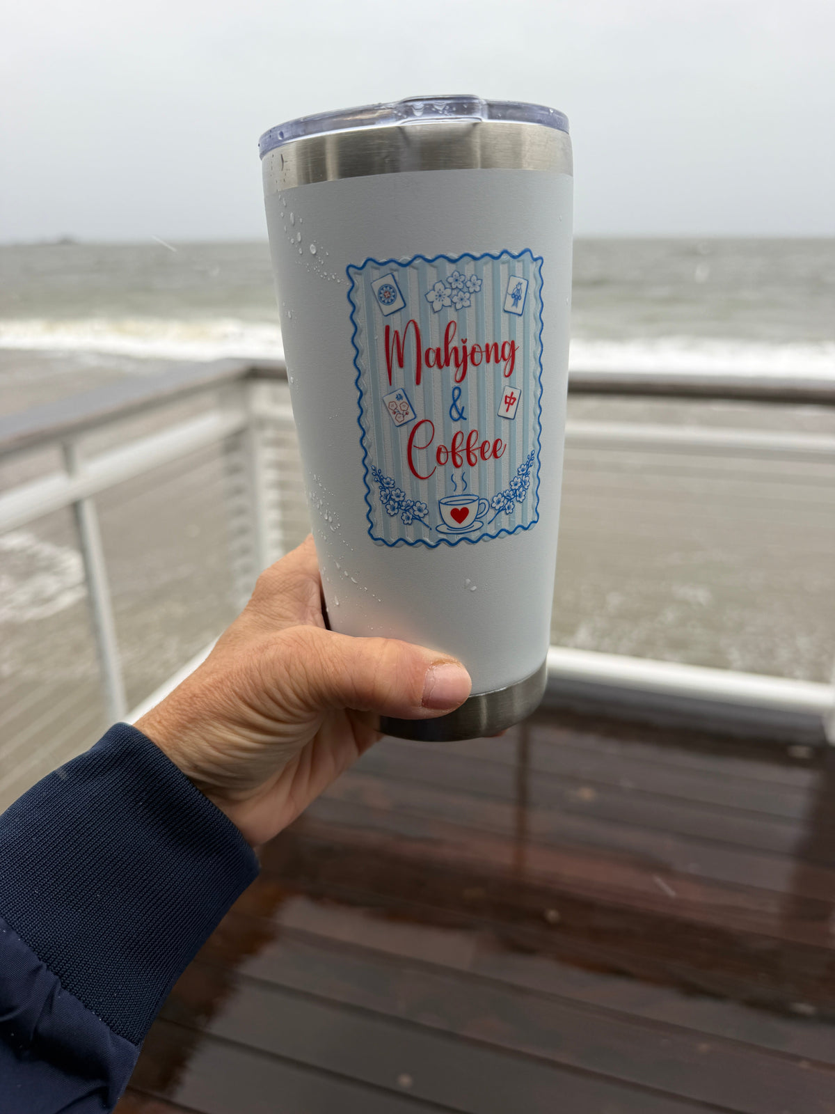 Mahjong & Coffee Tall Tumbler | 20 oz Insulated Cup Everything Labeled