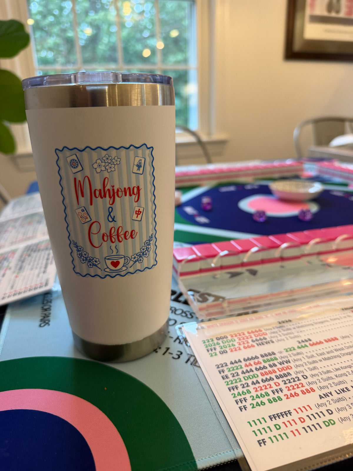 Mahjong & Coffee Tall Tumbler | 20 oz Insulated Cup Everything Labeled