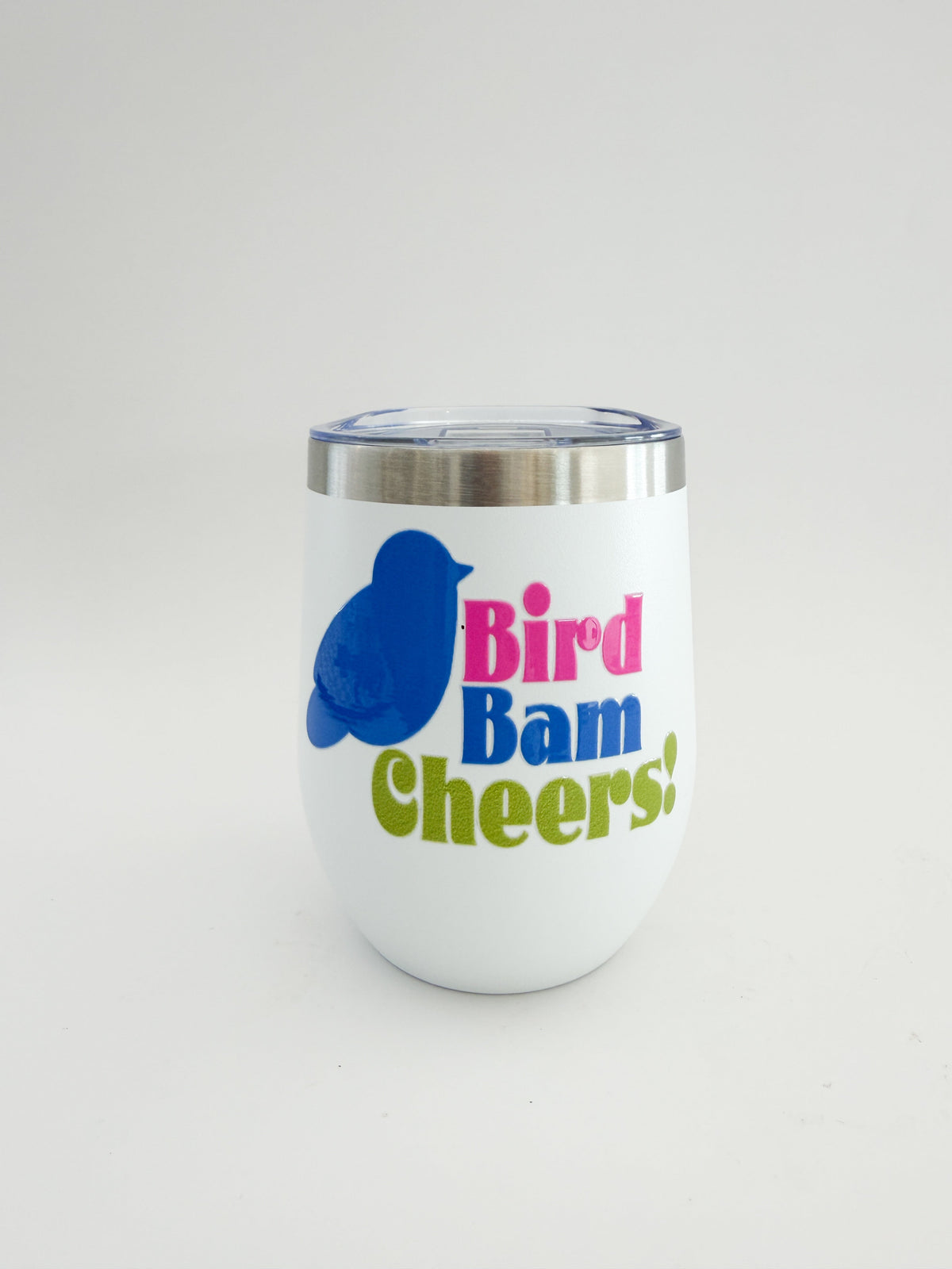 Bird Bam Cheers Bright Blue Mahjong Short Stainless Tumbler Everything Labeled