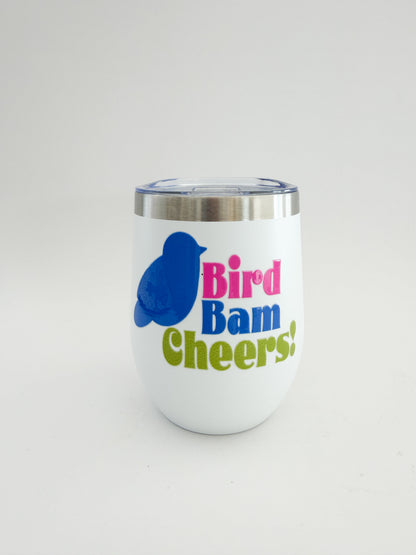 Bird Bam Cheers Bright Blue Mahjong Short Stainless Tumbler Everything Labeled
