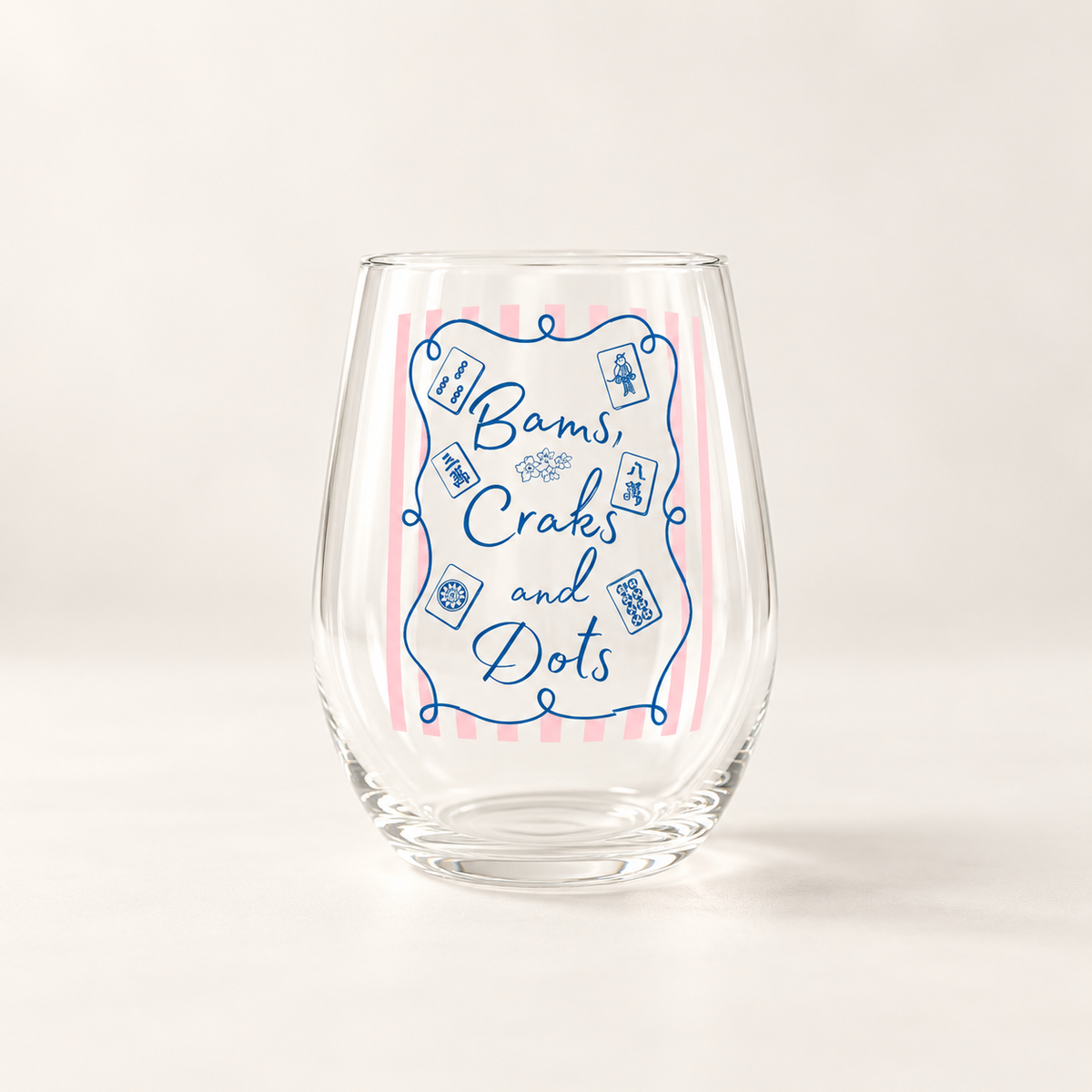 Mahjong Acrylic Wine Glass | Bams, Craks and Dots Everything Labeled