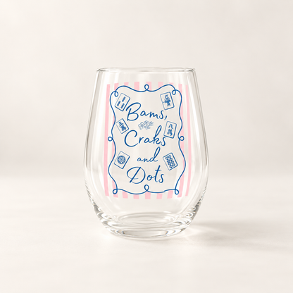 Mahjong Acrylic Wine Glass | Bams, Craks and Dots Everything Labeled