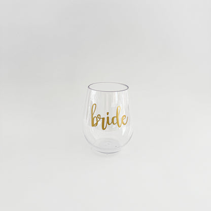 Bridal Party Wine Glass – Bridesmaid & Maid of Honor Acrylic Wine Glass Everything Labeled