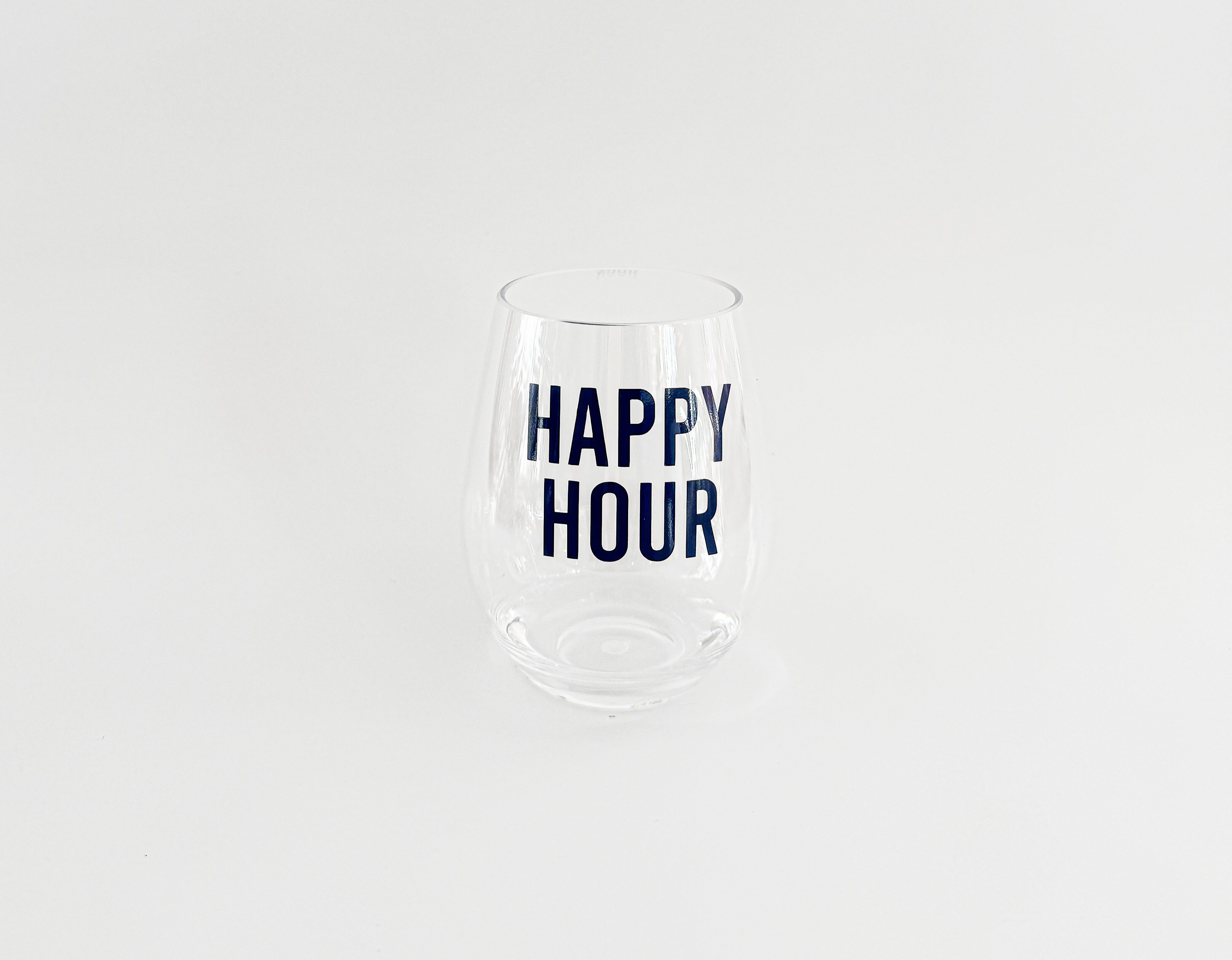Happy Hour Acrylic Wine Glass | 20 oz Stemless Wine Glass