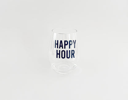 Happy Hour Acrylic Wine Glass Everything Labeled
