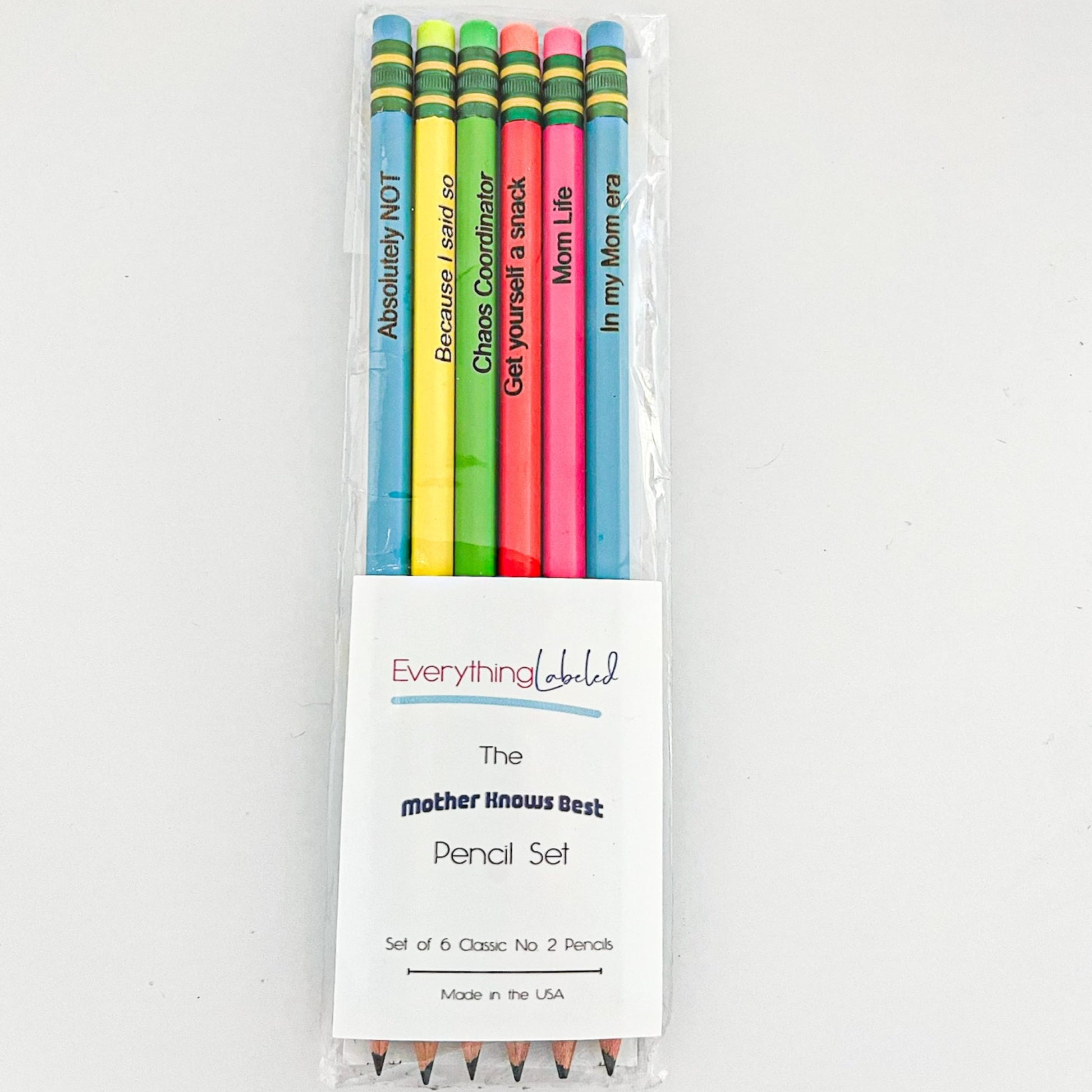 Mom Life Engraved Ticonderoga Pencils | Neon Pencils Everything Labeled