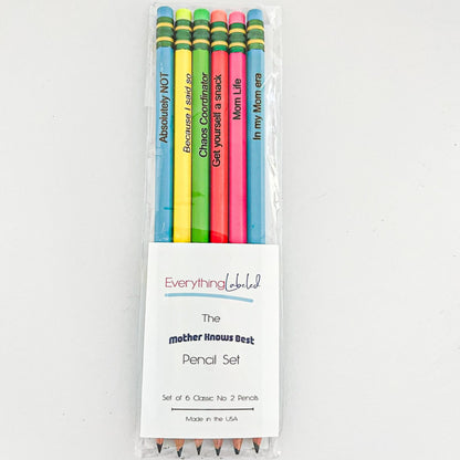 Mom Life Engraved Ticonderoga Pencils | Neon Pencils Everything Labeled