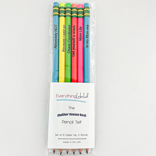 Mom Life Engraved Ticonderoga Pencils | Neon Pencils Everything Labeled