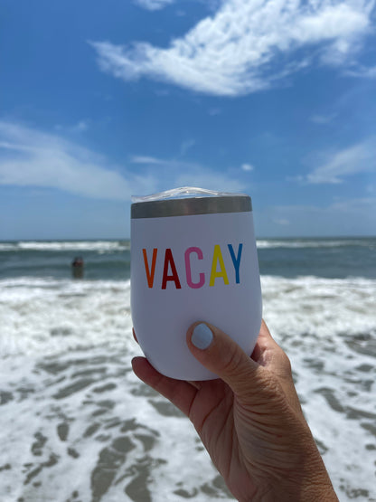 Vacay Stainless Steel Tumbler – 12 oz Insulated Vacation Drinkware Everything Labeled