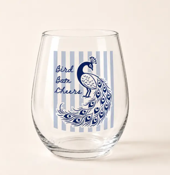 Mahjong Acrylic Wine Glass Bird Crak dot Everything Labeled
