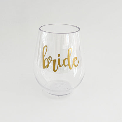 Bridal Party Wine Glass – Bridesmaid & Maid of Honor Acrylic Wine Glass Everything Labeled