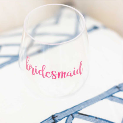 Bridal Party Wine Glass – Bridesmaid & Maid of Honor Acrylic Wine Glass Everything Labeled