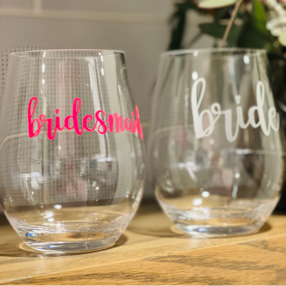 Bridal Party Wine Glass – Bridesmaid & Maid of Honor Acrylic Wine Glass Everything Labeled