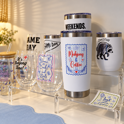 Mahjong Acrylic Wine Glass | Bams, Craks and Dots Everything Labeled