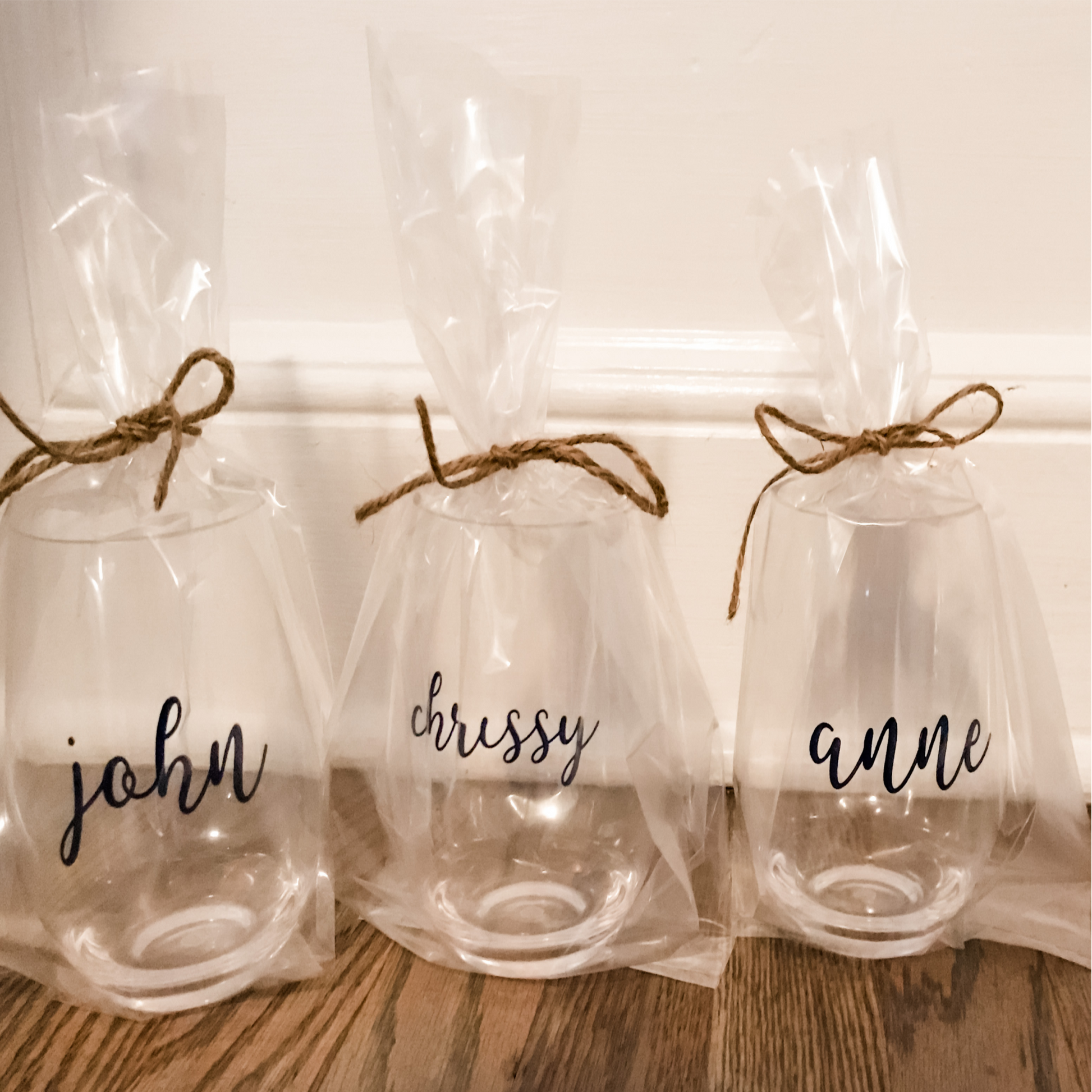 Custom Acrylic Wine Glasses in Script Font