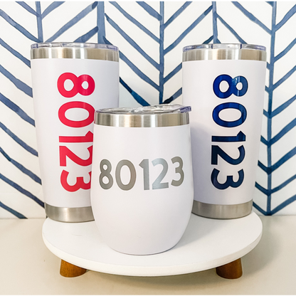 Custom Zip Code Drinkware | Personalized Hometown Tumblers, Glasses & Wine Cups Everything Labeled