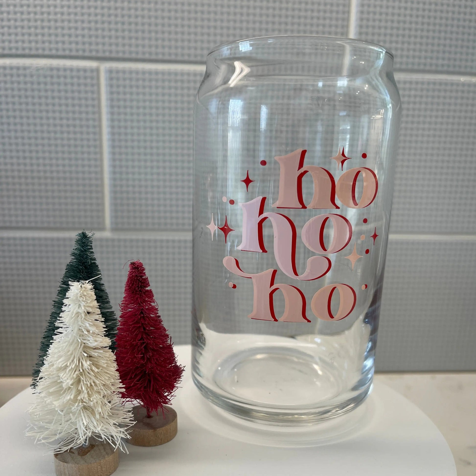 Custom Glass Mugs with Bamboo Lid and Straw Everything Labeled