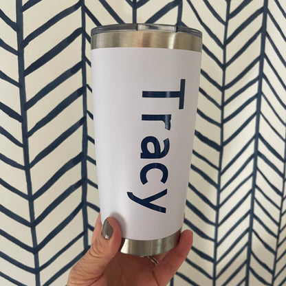 Custom Tall Stainless Steel Tumbler with Lid Everything Labeled
