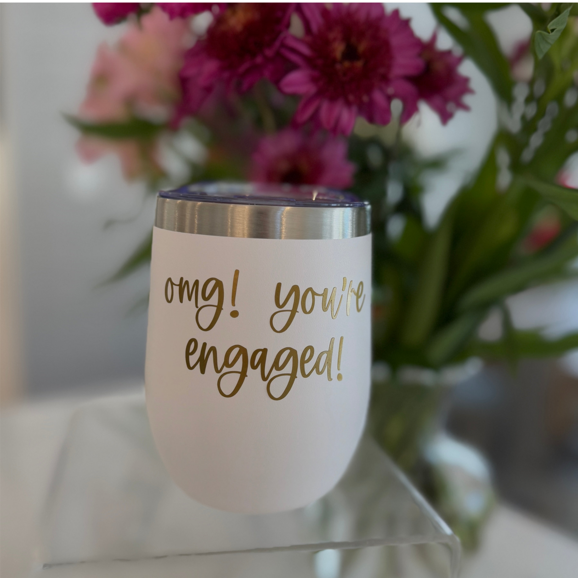 Engagement Tumbler – Engaged Stainless Steel Stemless Wine Tumbler Everything Labeled