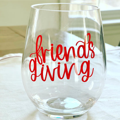 Thanksgiving & Friendsgiving Acrylic Wine Glasses: Toast to Gratitude Everything Labeled