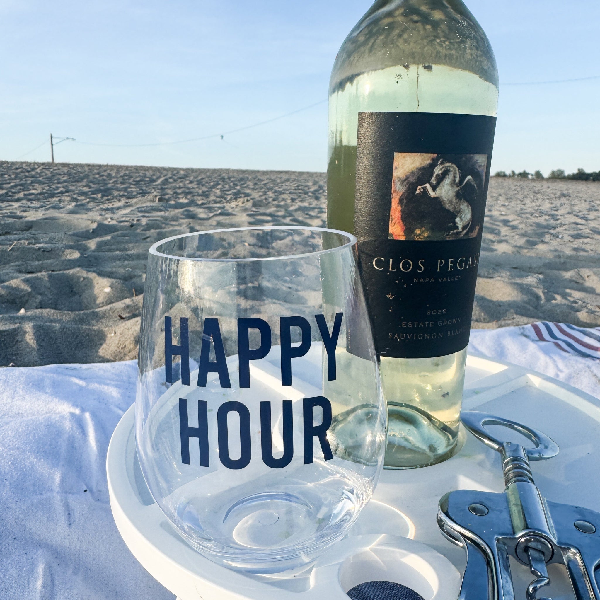 Happy Hour Acrylic Wine Glass | 20 oz Stemless Wine Glass