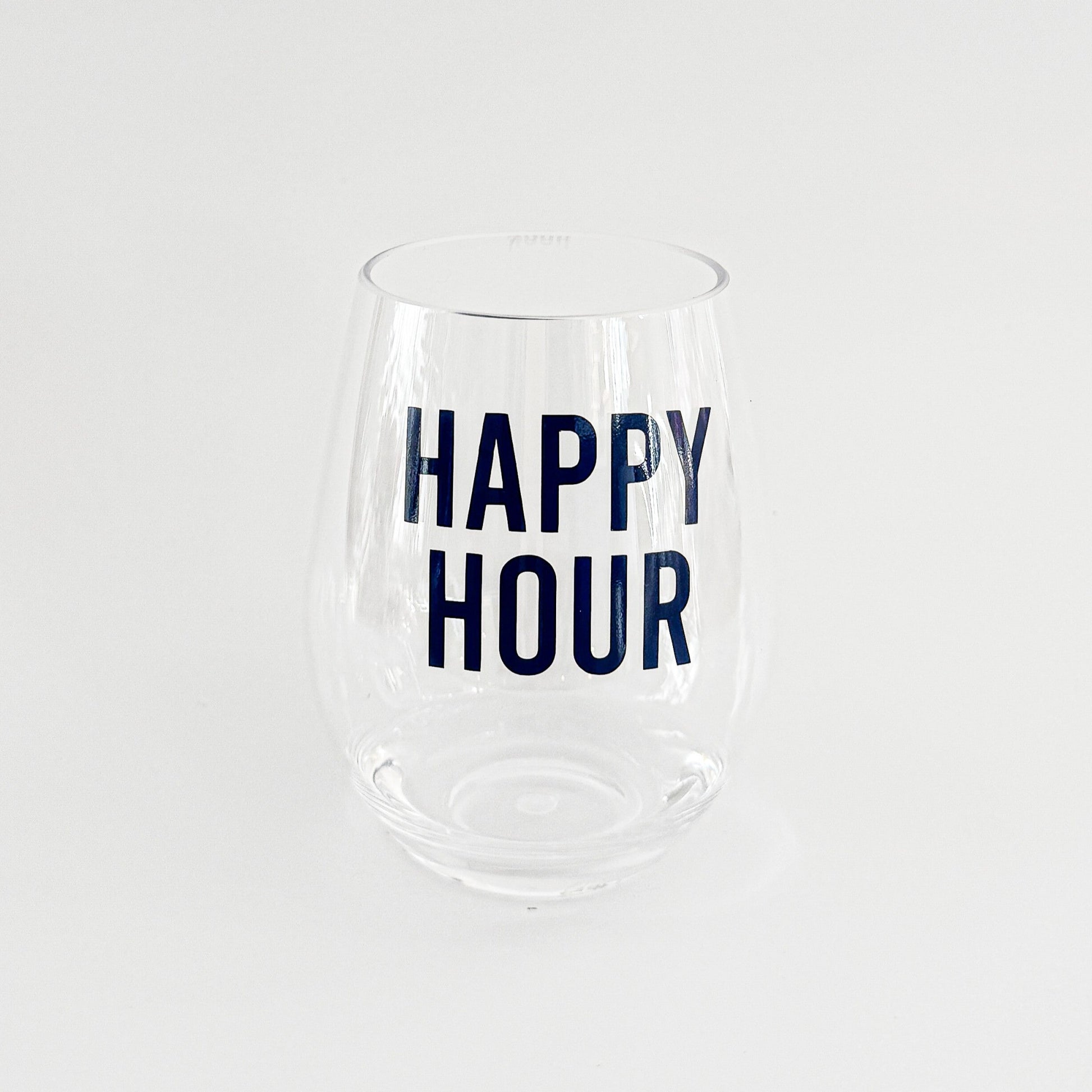 Happy Hour Acrylic Wine Glass Everything Labeled