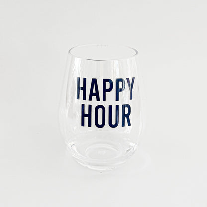 Happy Hour Acrylic Wine Glass Everything Labeled