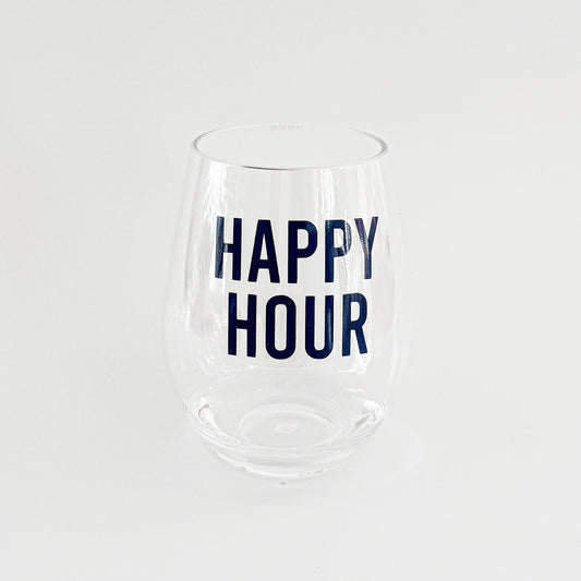 Happy Hour Acrylic Wine Glass Everything Labeled
