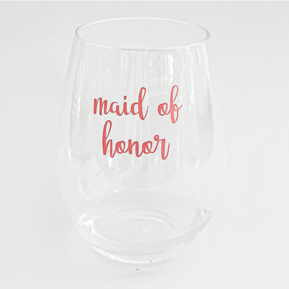 Bridal Party Wine Glass – Bridesmaid & Maid of Honor Acrylic Wine Glass Everything Labeled