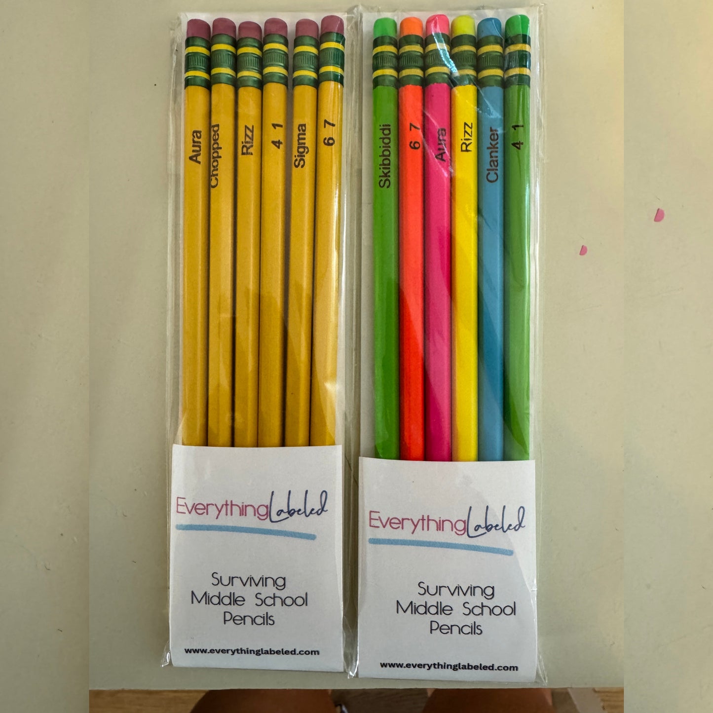 Engraved Ticonderoga Pencils | Middle School Sayings  | Neon Pencils Everything Labeled