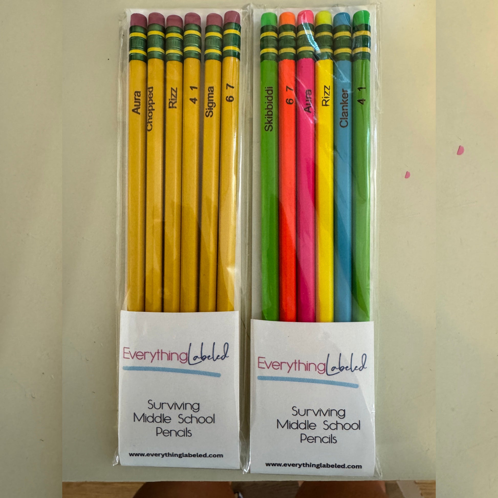 Engraved Ticonderoga Pencils | Middle School Sayings  | Neon Pencils Everything Labeled
