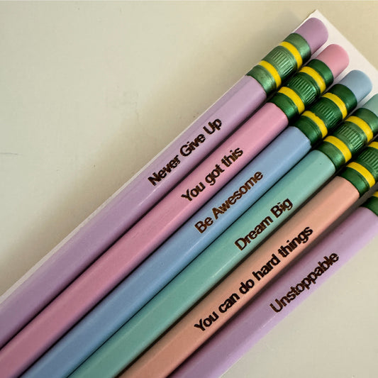 Engraved Ticonderoga Pencils | Motivational Sayings | Pastel Pencils Everything Labeled